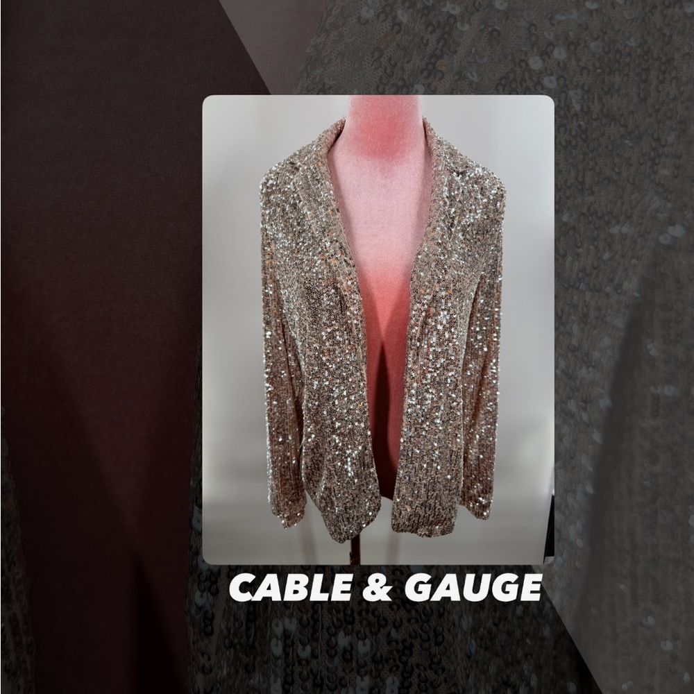 EUC Cable & Gauge Sequin Open Front Blazer